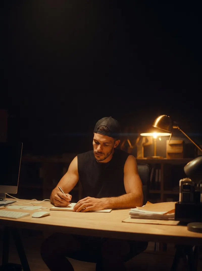 Pierre à son bureau